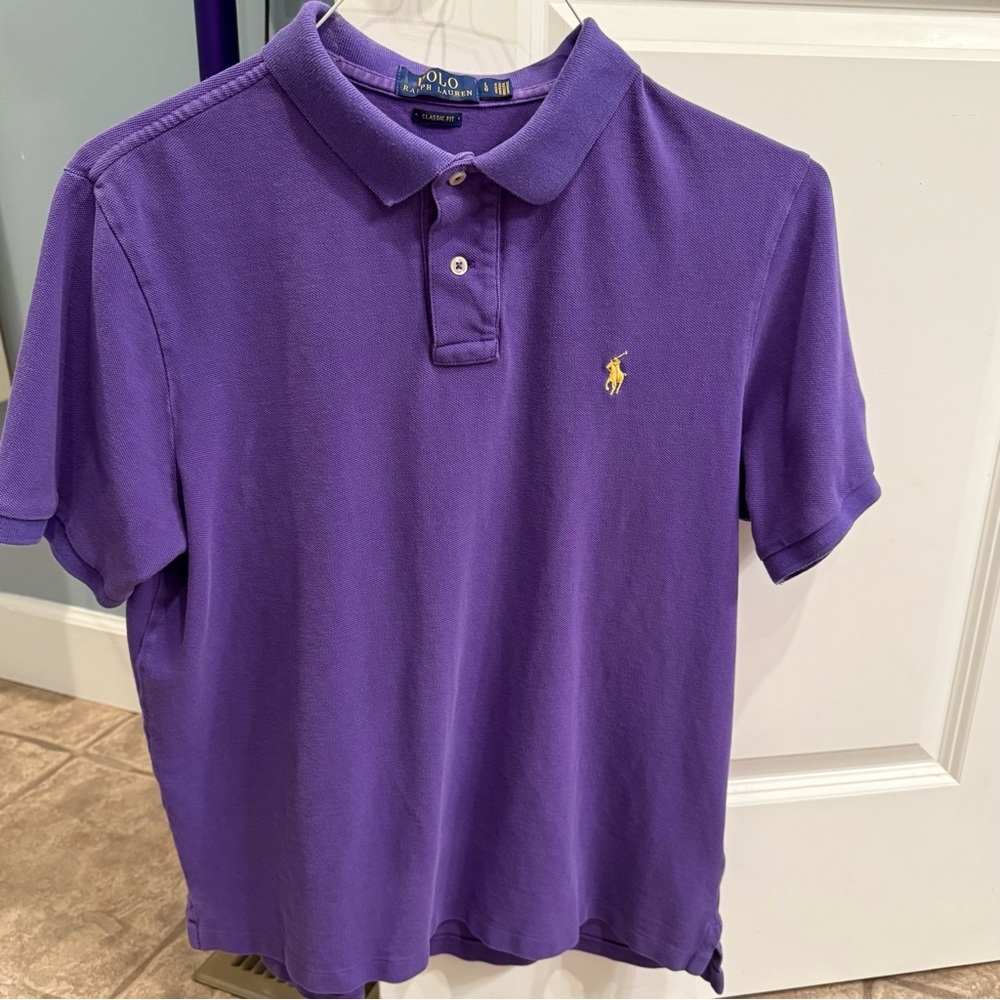 Polo by Ralph Lauren Purple Polo Shirt with Yellow Pony - size L